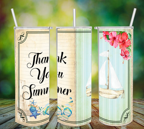 TUMBLER Full Wrap Sublimation Digital Graphic Design Download THANK YOU SUMMER SVG-PNG Kitchen Patio Porch Decor Gift Picnic Crafters Delight - Digital Graphic Design - JAMsCraftCloset