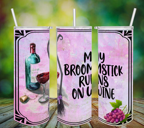 TUMBLER Full Wrap Sublimation Digital Graphic Design HALLOWEEN DESIGNS FROM BUNDLE 1 Download MY BROOMSTICK RUNS ON WINE SVG-PNG Patio Porch Decor Gift Picnic Crafters Delight - Digital Graphic Design - JAMsCraftCloset