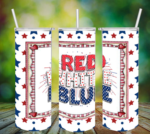 TUMBLER Full Wrap Sublimation Digital Graphic Design PATRIOTIC DESIGNS FROM BUNDLE 3 Download RED WHITE BLUE SVG-PNG Patio Porch Decor Gift Picnic Crafters Delight - Digital Graphic Design - JAMsCraftCloset