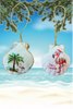 SCALLOP SEASHELL CHRISTMAS ORNAMENT- Shell FLAMINGO Christmas Ornaments SET 2 - BEACH COASTAL DECOR - Handmade Hand Painted DECOUPAGED Repurposed Upcycled Gift SET OF 2 Ornaments - JAMsCraftCloset