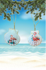 SCALLOP SEASHELL CHRISTMAS ORNAMENT- Shell FLAMINGO Christmas Ornaments SET 6 - BEACH COASTAL DECOR - Handmade Hand Painted DECOUPAGED Repurposed Upcycled Gift SET OF 2 Ornaments - JAMsCraftCloset