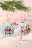 SCALLOP SEASHELL CHRISTMAS ORNAMENT- Shell FLAMINGO Christmas Ornaments SET 1 - BEACH COASTAL DECOR - Handmade Hand Painted DECOUPAGED Repurposed Upcycled Gift SET OF 2 Ornaments - JAMsCraftCloset