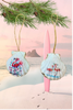 SCALLOP SEASHELL CHRISTMAS ORNAMENT- Shell FLAMINGO Christmas Ornaments SET 5 - BEACH COASTAL DECOR - Handmade Hand Painted DECOUPAGED Repurposed Upcycled Gift SET OF 2 Ornaments - JAMsCraftCloset