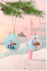 SCALLOP SEASHELL CHRISTMAS ORNAMENT- Shell FLAMINGO Christmas Ornaments SET 6 - BEACH COASTAL DECOR - Handmade Hand Painted DECOUPAGED Repurposed Upcycled Gift SET OF 2 Ornaments - JAMsCraftCloset