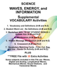 Science WAVES, ENERGY, and INFORMATION Teacher Resource Supplemental Vocabulary Activities- Waves-Digital-Analog-Longitudinal-Mechanical Waves-Sound Stations-Transverse Waves-FREE Activities Included {{ JAMsCraftCloset }}