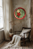 TRAY RED RED GREEN PLASTIC ROUND Decoupaged Hand Painted Upcycled Repurposed POINSETTIAS - TIDINGS OF JOY Home Decor Christmas Wall Art Shelf Sitter Gift - JAMsCraftCloset