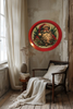 TRAY RED METAL ROUND Decoupaged Hand Painted Upcycled Repurposed Wall Art SANTA FACE - I STILL BELIEVE With Bling Home Decor Christmas Wall Art Gift - JAMsCraftCloset