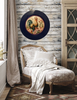 PLATE CHARGER NAVY BLUE PLASTIC ROUND DECOUPAGED Upcycled Repurposed Wall Art or Shelf Sitter HEN PINK ROSES Kitchen Decor Home Decor Wall Art Gift WEDDING - JAMsCraftCloset