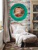 PLATE CHARGER TEAL AQUA PLASTIC ROUND DECOUPAGED Upcycled Repurposed Wall Art or Shelf Sitter WITH YOU I AM HOME Home Decor Wall Art Gift WEDDING - JAMsCraftCloset