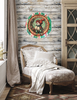 TRAY RED AQUA TEAL PLASTIC ROUND Decoupaged Hand Painted Upcycled Repurposed Wall Art SNOWMAN Home Decor Christmas Wall Art Shelf Sitter Gift - JAMsCraftCloset