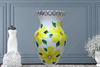 Glass WHITE Vase Decoupaged YELLOW SILK FLOWERS HAND PAINTED LEAVES and BLING Wedding Decor Shelf Sitter Floral Vase Flower Vase Gift Idea Table Decor Centerpiece Home Decor Cottage Chic Farmhouse Decor Victorian Decor - JAMsCraftCloset