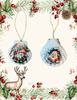 SCALLOP SEASHELL CHRISTMAS ORNAMENT- SANTA SET 4 - BEACH COASTAL DECOR - Handmade Hand Painted DECOUPAGED Repurposed Upcycled Gift SET OF 2 Ornaments {{ JAMsCraftCloset }}