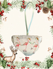 Antique West Virginia Roof Decoupaged Christmas Ornament - Flamingos Ice Skating - Handmade Holiday Tree Decor Unique Beach Lake House Gift - JAMsCraftCloset