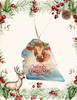 Antique West Virginia Roof Decoupaged Christmas Ornament - COW HOLLY AND BERRIES MERRY CHRISTMAS - Handmade Holiday Tree Decor Unique Country Farmhouse House Decor Gift - JAMsCraftCloset