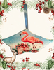 Antique West Virginia Roof Decoupaged Christmas Ornament - Flamingo With Package - Handmade Holiday Tree Decor Unique Beach Lake House Gift - JAMsCraftCloset