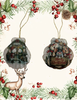 SCALLOP SEASHELL CHRISTMAS ORNAMENT- MICE Christmas Ornaments SET 6 - HOLIDAY DECOR - Handmade Hand Painted DECOUPAGED Repurposed Upcycled Gift SET OF 2 Ornaments - JAMsCraftCloset