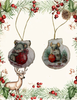 SCALLOP SEASHELL CHRISTMAS ORNAMENT- MICE Christmas Ornaments SET 2 - HOLIDAY DECOR - Handmade Hand Painted DECOUPAGED Repurposed Upcycled Gift SET OF 2 Ornaments - JAMsCraftCloset