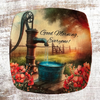 SQUARE Plastic PLATE Farmhouse Country Wall Art Shelf Sitter Decoupage ANTIQUE WATER PUMP - GOOD MORNING Handmade Gift Idea Crafters Delight - JAMsCraftCloset