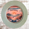 PLATE CHARGER TEAL AQUA PLASTIC ROUND DECOUPAGED Upcycled Repurposed Wall Art or Shelf Sitter GOOD MORNING - BEACH SCENE Home Coffee Bar KITCHEN Bathroom Decor Gift WEDDING - JAMsCraftCloset