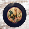 PLATE CHARGER NAVY BLUE PLASTIC ROUND DECOUPAGED Upcycled Repurposed Wall Art or Shelf Sitter HEN PINK ROSES Kitchen Decor Home Decor Wall Art Gift WEDDING - JAMsCraftCloset