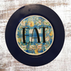 PLATE CHARGER NAVY BLUE PLASTIC ROUND DECOUPAGED Upcycled Repurposed Wall Art or Shelf Sitter EAT Kitchen Decor Home Decor Wall Art Gift WEDDING - JAMsCraftCloset