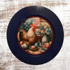 PLATE CHARGER NAVY BLUE PLASTIC ROUND DECOUPAGED Upcycled Repurposed Wall Art or Shelf Sitter HEN WITH EGGS 4TH OF JULY Decor Kitchen Decor Home Decor Wall Art Gift WEDDING - JAMsCraftCloset