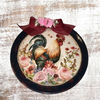 Dollar Tree Round Charger PLATE Farmhouse Country Wall Art Rooster With Pink Roses Handmade Gift Idea Crafters Delight {{ JAMsCraftCloset }}