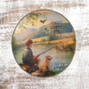 Decoupaged 33 1/3 Vinyl Record PERFECT SUMMER DAY Boy and Dog Fishing Wall Art Shelf Sitter Child's Room Decor Country Farmhouse Home Decor Gift Idea - JAMsCraftCloset