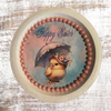 PLATE PLASTIC ROUND Decoupaged Hand Painted Upcycled Repurposed Wall Art EASTER CHICK WITH UMBRELLA - HAPPY EASTER Home Decor Spring Easter Wall Art Gift - JAMsCraftCloset