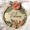Metal Round TRAY Farmhouse Country Roses and Lilacs Wall Art WELCOME Cottage Chic Victorian Decor Handmade Gift Idea {{ JAMsCraftCloset }}