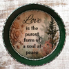 Cake Pan Forrest Green LOVE IS THE PUREST FORM Farmhouse Country Forrest and Pink Roses Wall Art Handmade Hand Painted Repurposed Upcycled Gift Idea Crafters Delight {{ JAMsCraftCloset }}