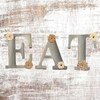 Hand Painted Fiberboard Letters Dusty Blue With Tan and Cream Floral Accents EAT Decorative Wall Art Kitchen Dining Room Decor Set of 3 Gift Idea - JAMsCraftCloset