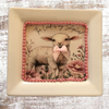 Heavy Ceramic Square Dish Wall Art EASTER Lamb With Bow Home Decor Nursery Decor Handmade Decor Gift Idea &nbsp;- JAMsCraftCloset