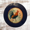 PLATE CHARGER NAVY BLUE PLASTIC ROUND DECOUPAGED Upcycled Repurposed Wall Art or Shelf Sitter RISE AND SHINE ROOSTER Decor Kitchen Decor Home Decor Wall Art Gift WEDDING - JAMsCraftCloset