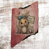 Antique West Virginia Roof Slate Decoupaged EASTER SLATE WALL ART &nbsp;Happy Easter Bunny With Blue Bow - Handmade Unique EASTER Holiday Decoration Home Decor Gift - JAMsCraftCloset