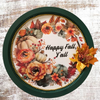 Metal Round TRAY Farmhouse Country Pumpkins Leaves and Floral Wall Art HAPPY FALL Y'ALL Handmade Gift Idea {{ JAMsCraftCloset }}