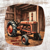 SQUARE Plastic PLATE Farmhouse Country Wall Art Shelf Sitter Decoupage ANTIQUE TRACTOR - READY FOR WORK Handmade Gift Idea Crafters Delight - JAMsCraftCloset