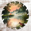 ROUND Digital Graphic Design HUNTERS AND FISHERMENS DELIGHT Lake Scene With Animals First Home Sublimation Decoupage PNG SVG Country Farmhouse Home Decor Wall Art Shelf Sitter Gift Crafters Delight - JAMsCraftCloset