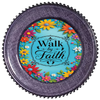ROUND Digital Graphic Design - WALK BY FAITH VIBRANT FLORAL BLUE BACKGROUND - Wedding Gift HOME DECOR Sublimation Decoupage PNG SVG PDF JPEG Country Farmhouse Wall Art Shelf Sitter Gift Crafters Delight - JAMsCraftCloset
