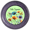 ROUND Digital Graphic Design HELLO SUMMER Green With Dragonfly Butterfly Bee Floral Wedding Gift First Home Sublimation Decoupage PNG SVG Country Farmhouse Home Decor Wall Art Shelf Sitter Gift Crafters Delight - JAMsCraftCloset