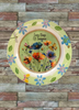 PLATE FLORAL PLASTIC ROUND DECOUPAGED Upcycled Repurposed Wall Art or Shelf Sitter LAZY DAYS OF SUMMER Green Red Blue Floral Home Decor Wall Art Gift WEDDING - JAMsCraftCloset