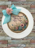 PLATE CHARGER CREAM With Brown Border PLASTIC ROUND DECOUPAGED Upcycled Repurposed Wall Art or Shelf Sitter WHERE FLOWERS BLOOM SO DOES HOPE Home Decor Gift WEDDING - JAMsCraftCloset