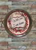 TRAY SILVER METAL With GOLD Handles Mid-Century Modern ROUND Decoupaged Hand Painted Upcycled Repurposed Wall Art or Shelf Sitter WITH YOU I AM HOME Home Decor Gift - JAMsCraftCloset
