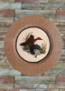 CHARGER PLATE Tan BURLAP Covered PLASTIC ROUND - DUCK FLYING RIGHT - CRANSTON FABRIC PRINT DECOUPAGE Upcycled Wall Art - Shelf Sitter Man Cave Home Decor Gift - JAMsCraftCloset