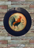 PLATE CHARGER NAVY BLUE PLASTIC ROUND DECOUPAGED Upcycled Repurposed Wall Art or Shelf Sitter RISE AND SHINE ROOSTER Decor Kitchen Decor Home Decor Wall Art Gift WEDDING - JAMsCraftCloset