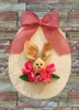 Wood Egg Chenille Bedspread Covered EASTER EGG Wall Art BUNNY IN PINK Shelf-Sitter Gift Idea Unique Home Holiday Decor - JAMsCraftCloset
