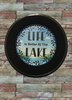 Pie Pan Metal Enamel Vintage Black LIFE IS BETTER AT THE LAKE Farmhouse Lake House Country Wall Art Handmade Decoupaged Hand Painted Repurposed Upcycled Gift Idea - JAMsCraftCloset