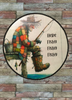 Decoupaged 33 1/3 Vinyl Record HERE FISHY FISHY FISHY Old Fisherman Fishing Wall Art Shelf Sitter Child's Room Decor Country Farmhouse Home Decor Gift Idea - JAMsCraftCloset