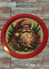 TRAY RED METAL ROUND Decoupaged Hand Painted Upcycled Repurposed Wall Art SANTA FACE - I STILL BELIEVE With Bling Home Decor Christmas Wall Art Gift - JAMsCraftCloset