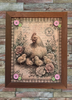 Vintage Wood Frame Decoupaged on Glass - Hen With Chicks Buttons - Shelf Sitter Handmade Country Farm Decor Wall Art Gift - JAMsCraftCloset